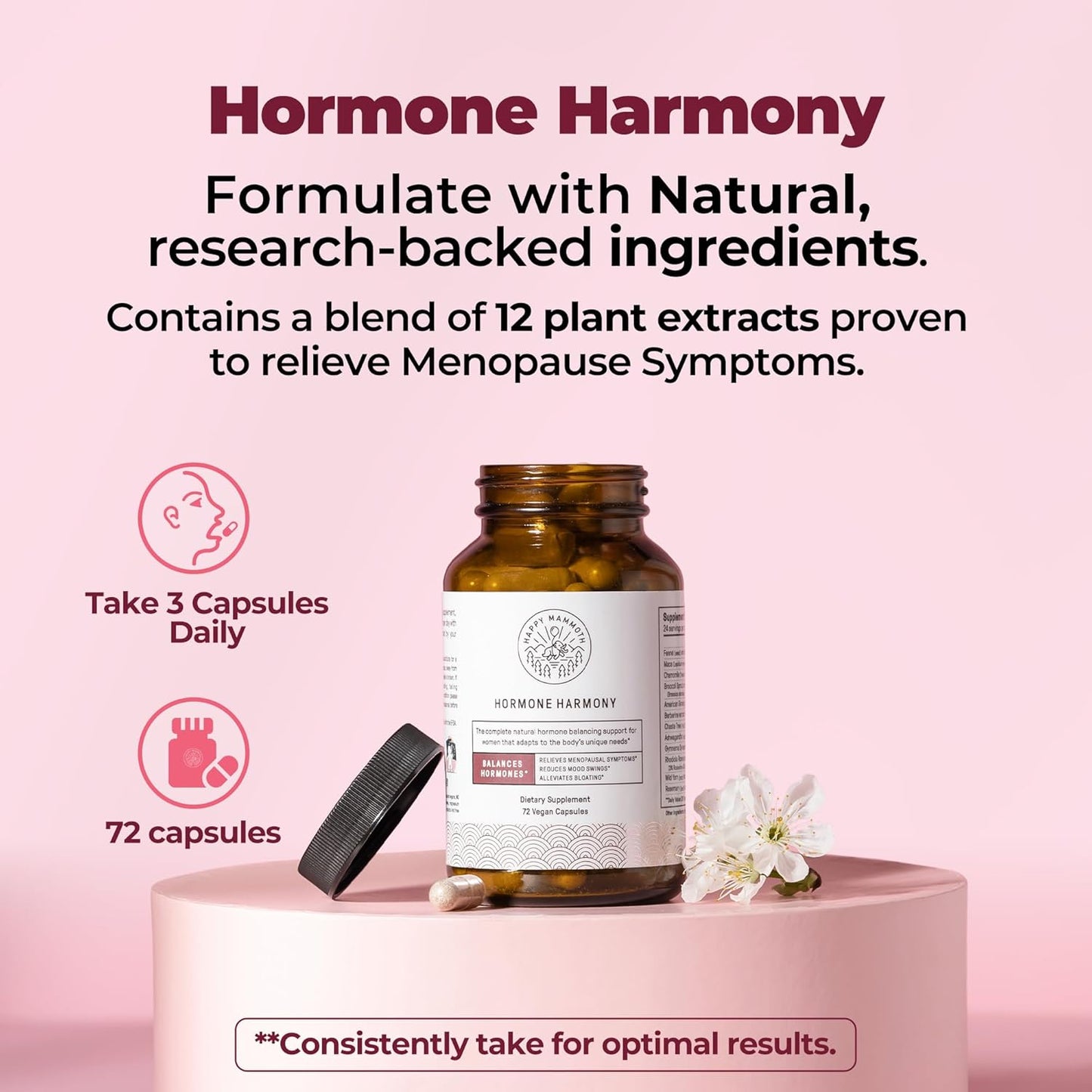 Happy Mammoth Not Available Hormone Harmony Natural Hormonal Support for Women, Relief for Menopause,Perimeno pause,Healthy Hormonal Balance, Hot Flashes.