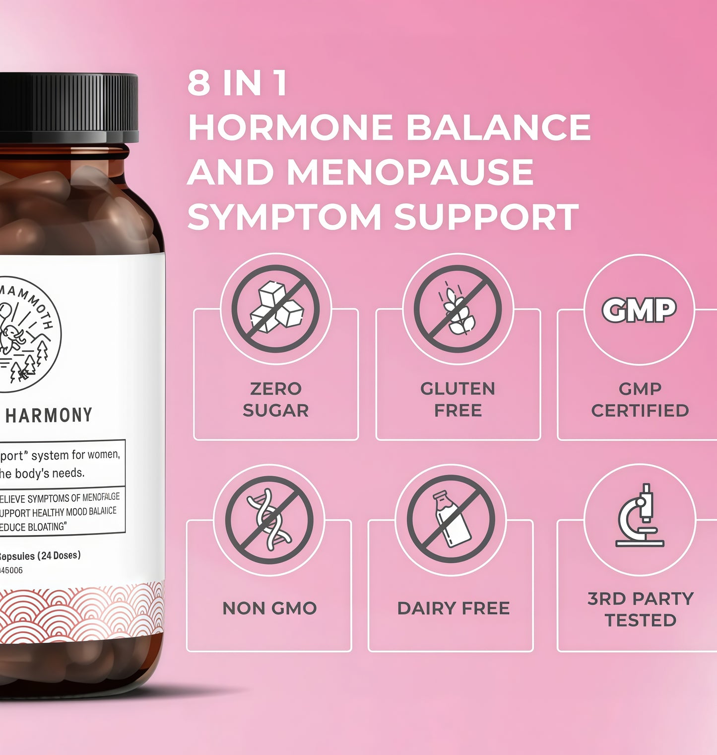 Happy Mammoth Not Available Hormone Harmony Natural Hormonal Support for Women, Relief for Menopause,Perimeno pause,Healthy Hormonal Balance, Hot Flashes.