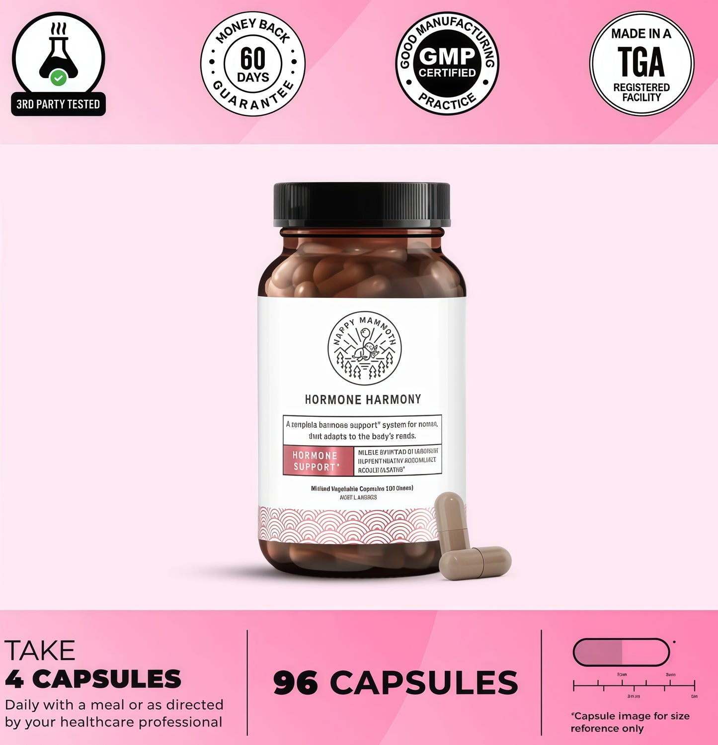 Happy Mammoth Not Available Hormone Harmony Natural Hormonal Support for Women, Relief for Menopause,Perimeno pause,Healthy Hormonal Balance, Hot Flashes.